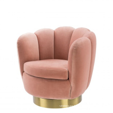 Nordic Style Comfortable Gold Legs Pink Velvet Shell Shaped Armchair Cafe Sofa Chair